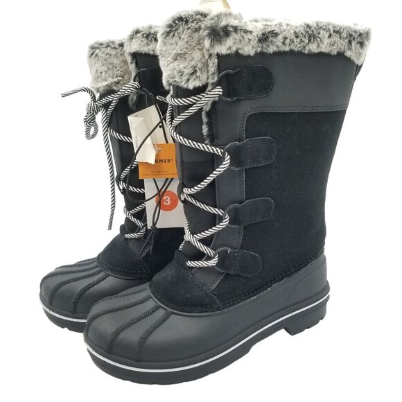 Girls Constance Winter Boots Faux Fur Trim Water Resistant Cat & Jack Size 3